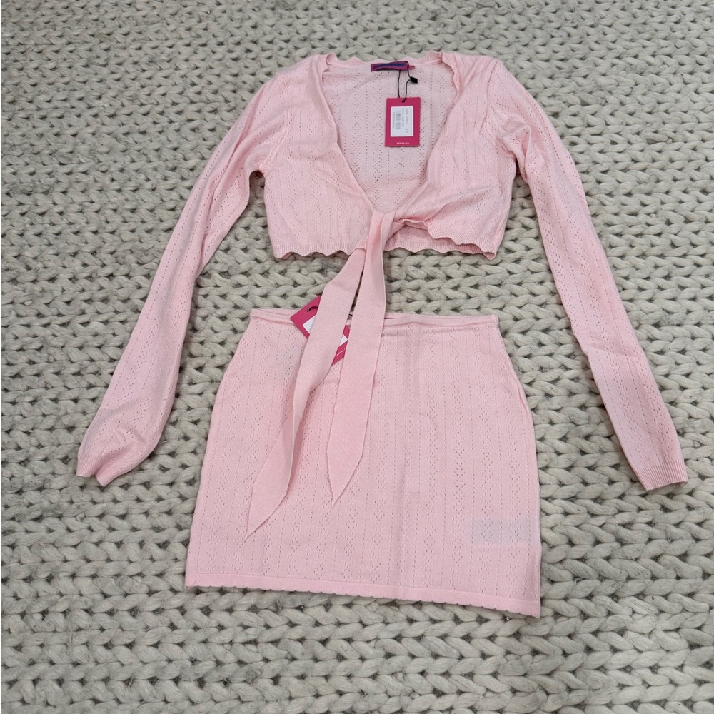 Edikted Light Pink Mini Skirt Set